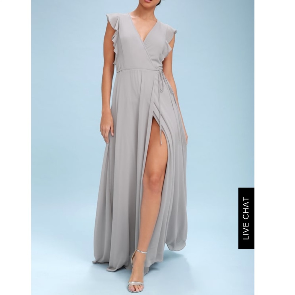 Lulus Grey Wrap Dress